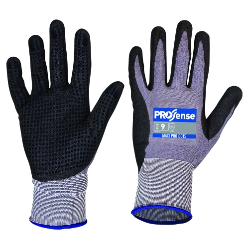 MAXIPRO GLOVE PU/NITRILE DIP WITH DOTS ON NYLON/LYCRA LINER